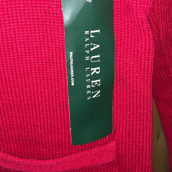 AUTHENTIC RALPH LAUREN CLASSIC RED BUTTON DOWN SWEATER SZ L - Picture 12 of 13